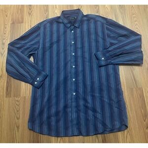 St. Croix Shirt Mens Extra Large Vertical Stripe Button Front Made Italy
